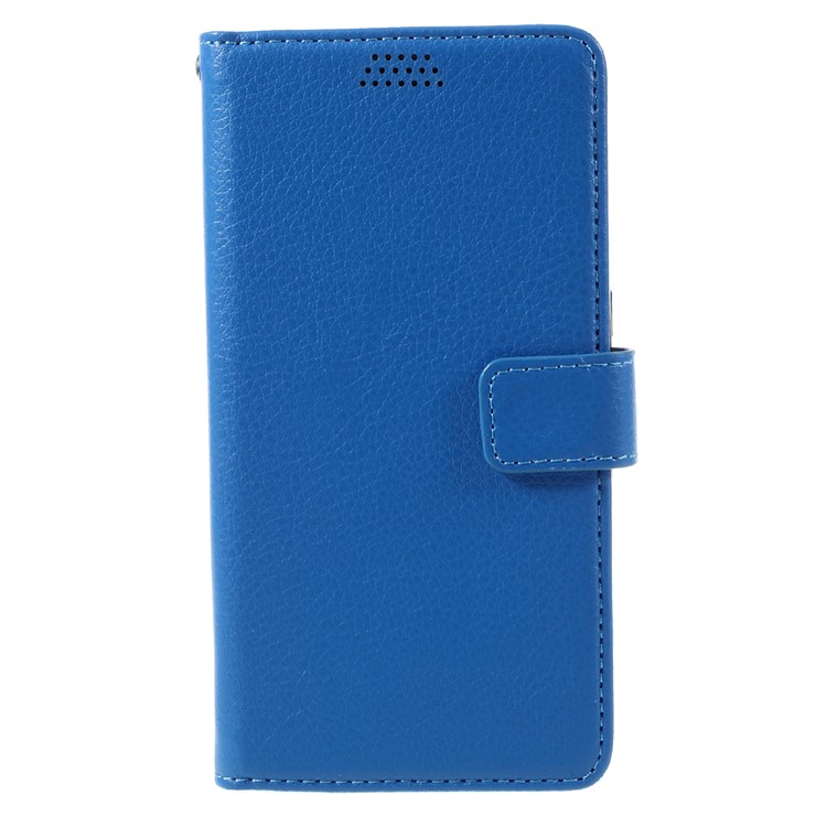 Litchi Leather Wallet Flip Cover for Samsung Galaxy S7 edge - Blue-3