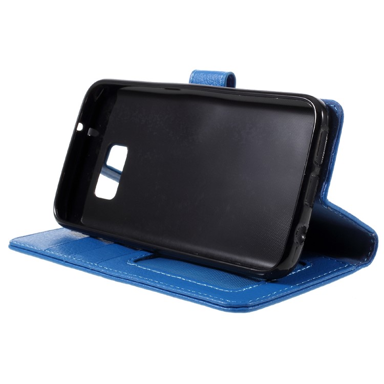 Litchi Leather Wallet Flip Cover for Samsung Galaxy S7 edge - Blue-4