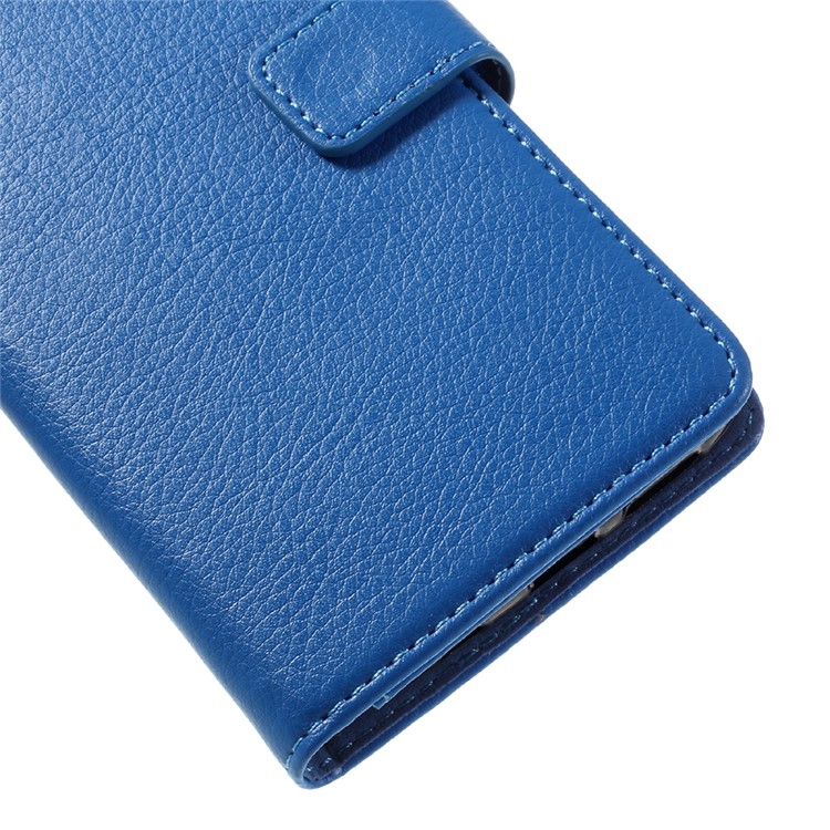 Litchi Leather Wallet Flip Cover for Samsung Galaxy S7 edge - Blue-7