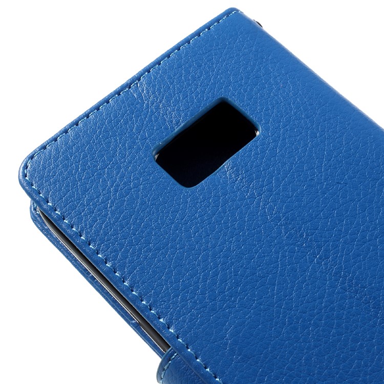 Litchi Leather Wallet Flip Cover for Samsung Galaxy S7 edge - Blue-8