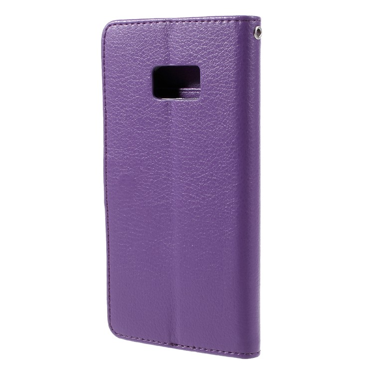 Litchi Leather Wallet Shell Case for Samsung Galaxy S7 edge - Purple-2