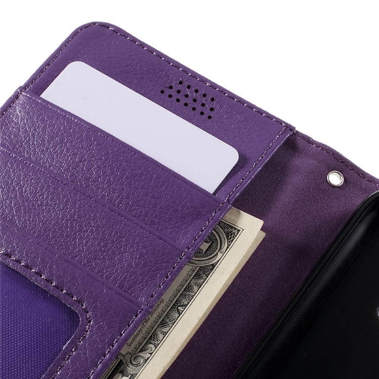 Litchi Leather Wallet Shell Case for Samsung Galaxy S7 edge - Purple-7