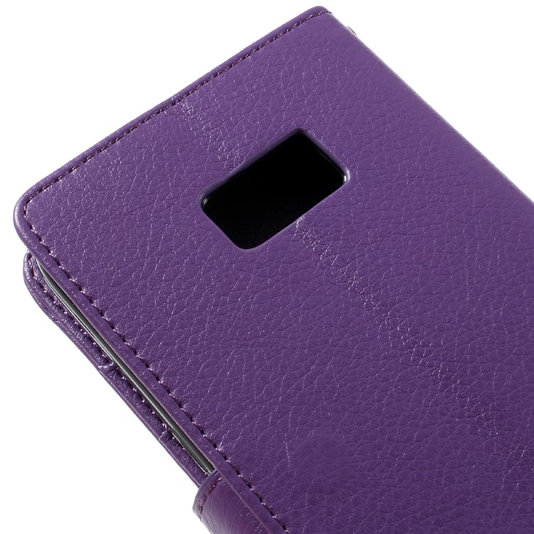 Litchi Leather Wallet Shell Case for Samsung Galaxy S7 edge - Purple-9
