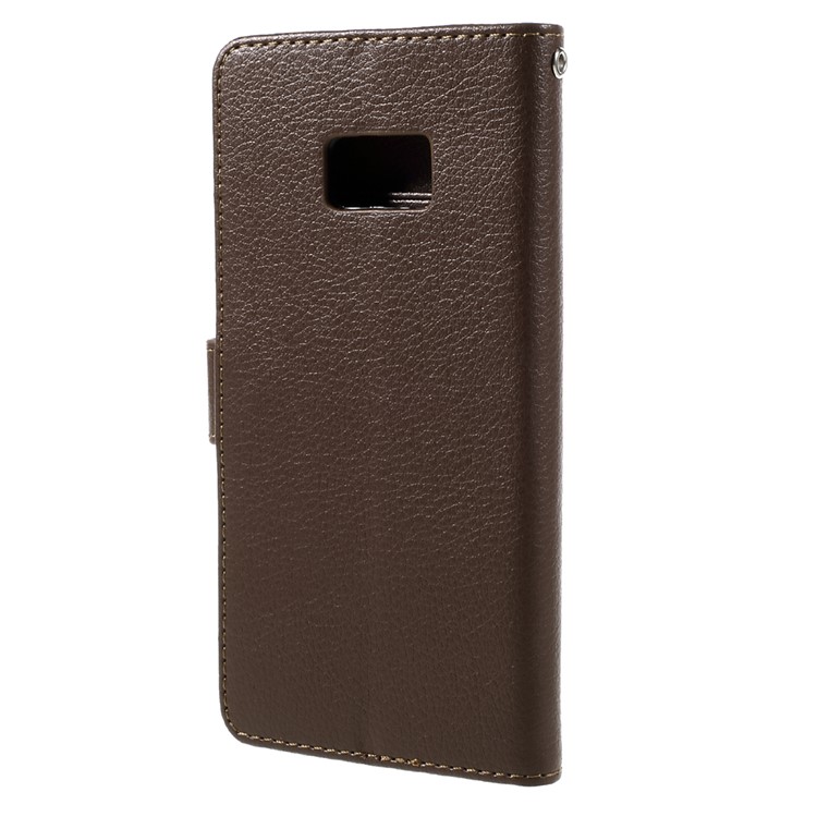 Litchi Leather Magnetic Stand Cover for Samsung Galaxy S7 edge - Brown-2