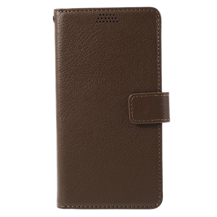 Litchi Leather Magnetic Stand Cover for Samsung Galaxy S7 edge - Brown-3