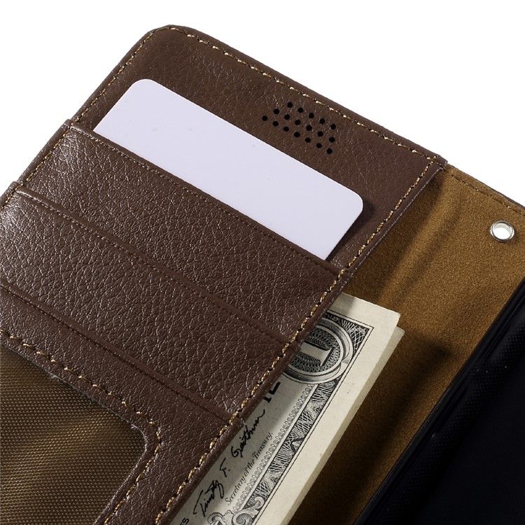 Litchi Leather Magnetic Stand Cover for Samsung Galaxy S7 edge - Brown-7