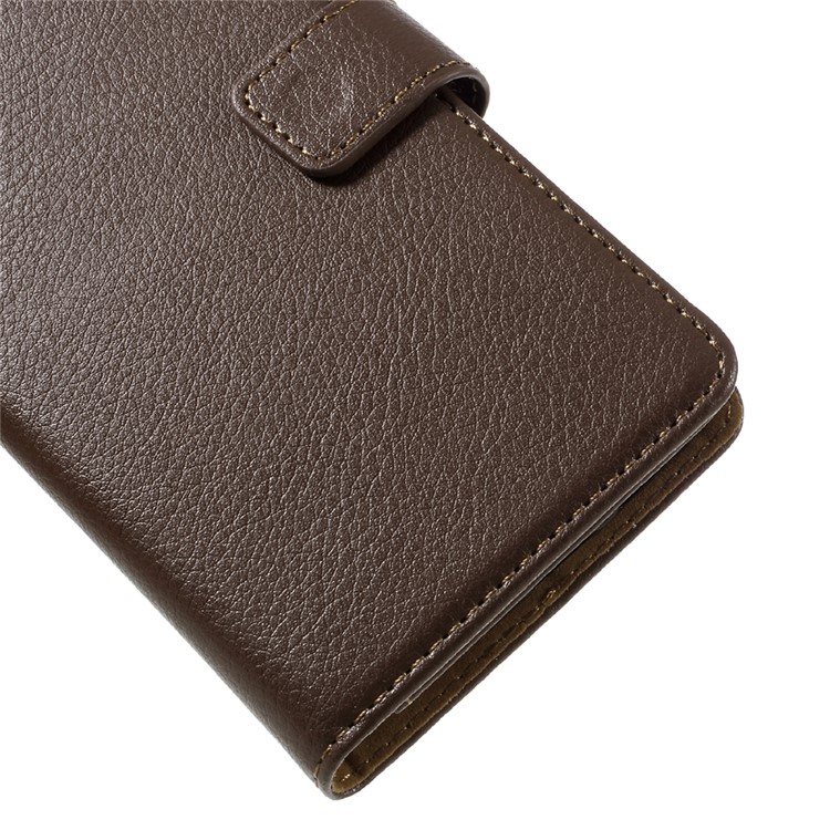Litchi Leather Magnetic Stand Cover for Samsung Galaxy S7 edge - Brown-8