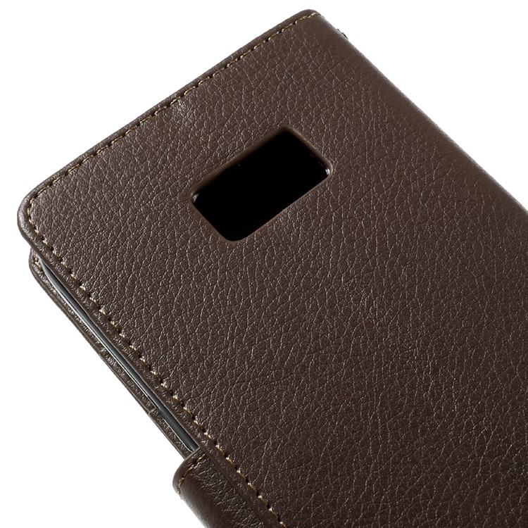 Litchi Leather Magnetic Stand Cover for Samsung Galaxy S7 edge - Brown-9
