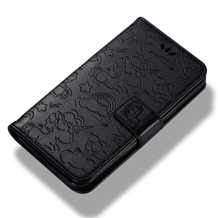 Imprint Unicorn Cloud PU Leather Wallet Mobile Case with Strap for Samsung Galaxy J3 (2016) / J3 - Black-6