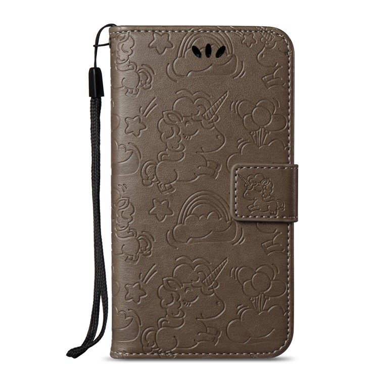 Imprint Unicorn Cloud PU Leather Wallet Stand Case for Samsung Galaxy J3 (2016) / J3 - Brown-3