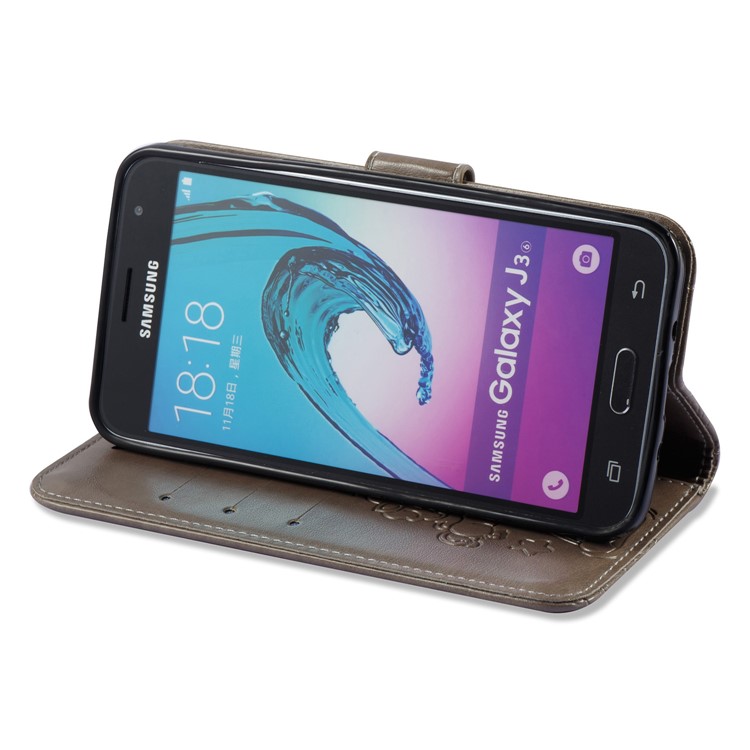 Imprint Unicorn Cloud PU Leather Wallet Stand Case for Samsung Galaxy J3 (2016) / J3 - Brown-5