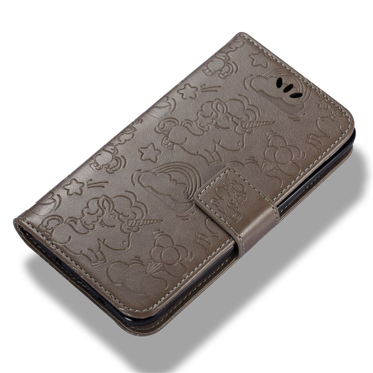 Imprint Unicorn Cloud PU Leather Wallet Stand Case for Samsung Galaxy J3 (2016) / J3 - Brown-6