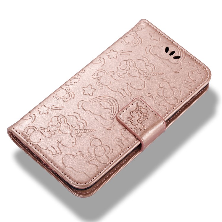 For Samsung Galaxy J3 (2016) / J3 Imprint Unicorn Cloud PU Leather Wallet Case Phone Accessory - Rose Gold-10
