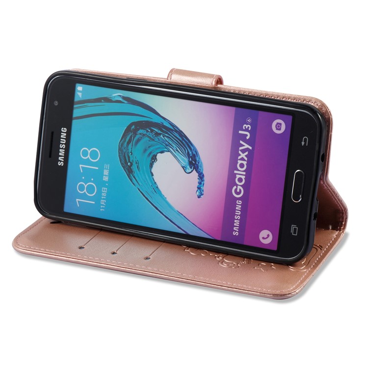 For Samsung Galaxy J3 (2016) / J3 Imprint Unicorn Cloud PU Leather Wallet Case Phone Accessory - Rose Gold-9