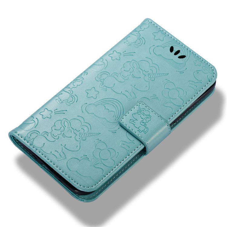 Imprint Unicorn Cloud PU Leather Wallet Mobile Cover for Samsung Galaxy J3 (2016) / J3 - Cyan-6