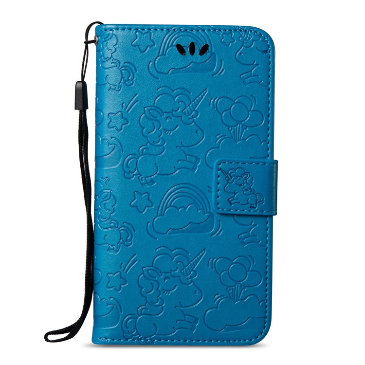 Imprint Unicorn Cloud PU Leather Wallet Stand Cover Shell for Samsung Galaxy J3 (2016) / J3 - Blue-3