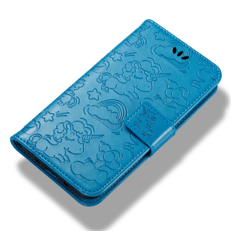 Imprint Unicorn Cloud PU Leather Wallet Stand Cover Shell for Samsung Galaxy J3 (2016) / J3 - Blue-6
