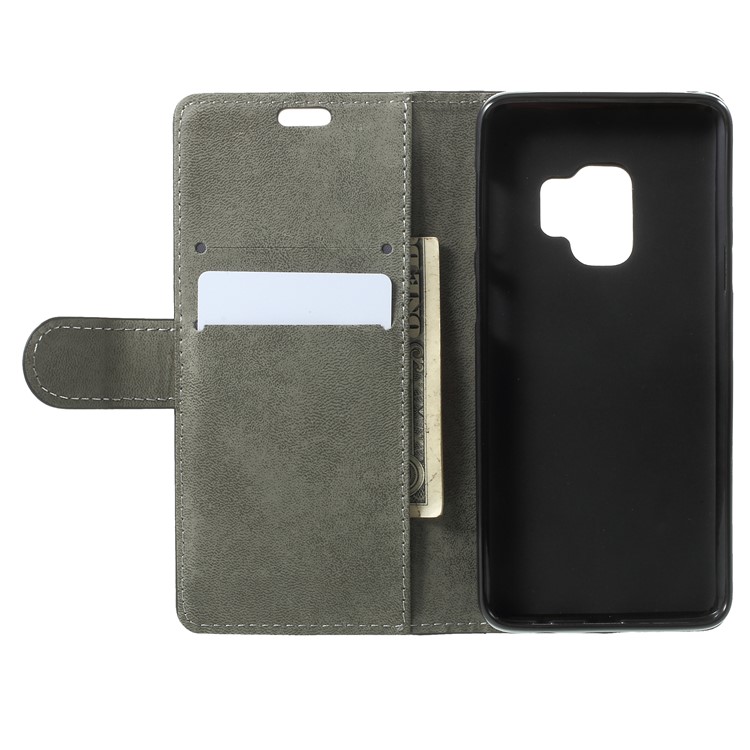 Flip PU Leather Stand Wallet Protective Cover for Samsung Galaxy S9 G960 - Black-5