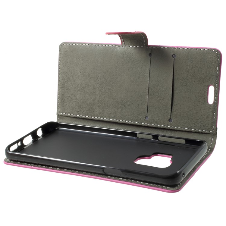 Flip PU Leather Stand Wallet Mobile Case for Samsung Galaxy S9 G960 - Rose-5