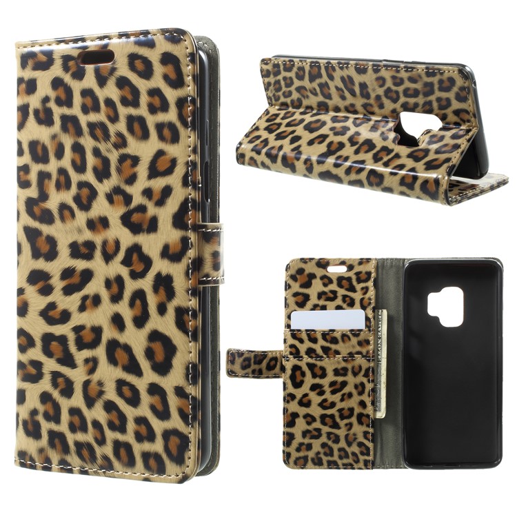 Leopard Pattern Magnetic Leather Wallet Phone Case for Samsung Galaxy S9 G960-1