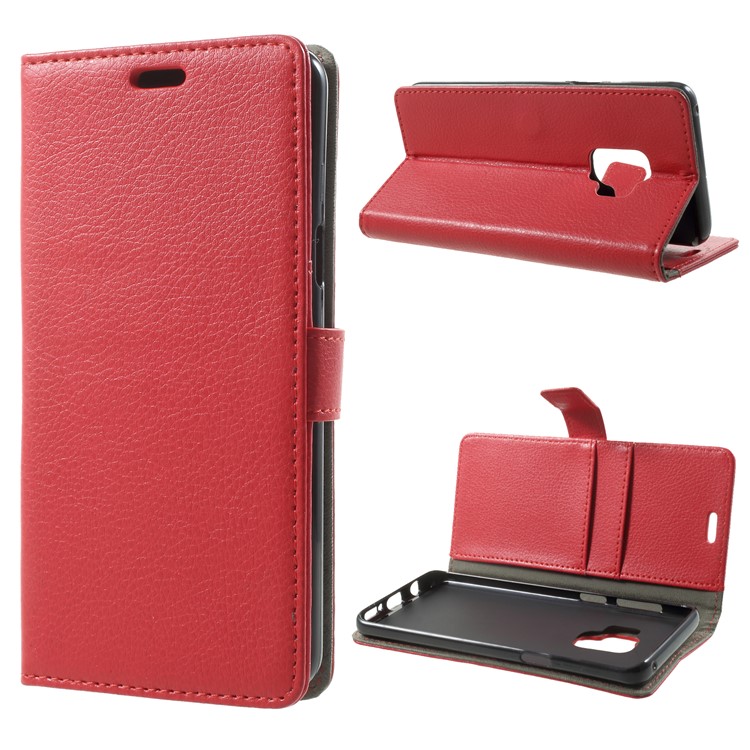 Litchi Texture Wallet PU Leather Case for Samsung Galaxy S9 G960 - Red-1