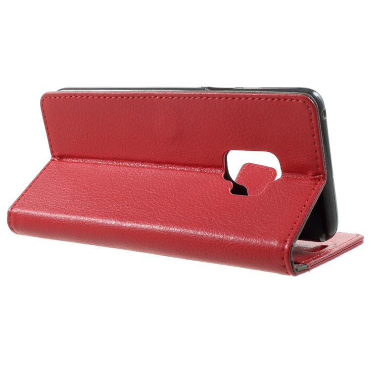 Litchi Texture Wallet PU Leather Case for Samsung Galaxy S9 G960 - Red-4