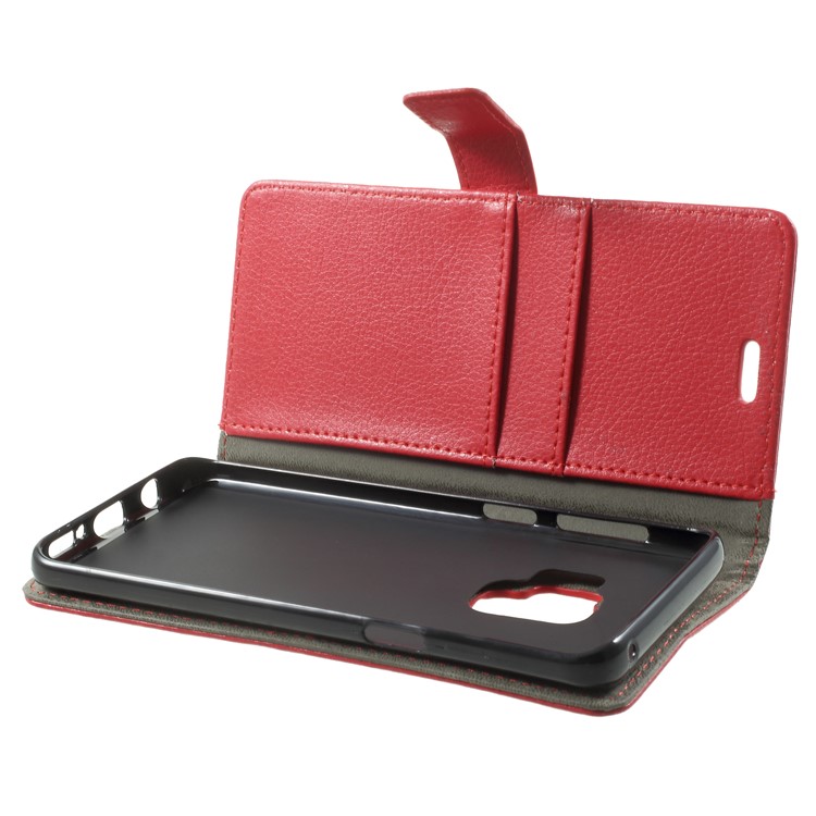 Litchi Texture Wallet PU Leather Case for Samsung Galaxy S9 G960 - Red-5