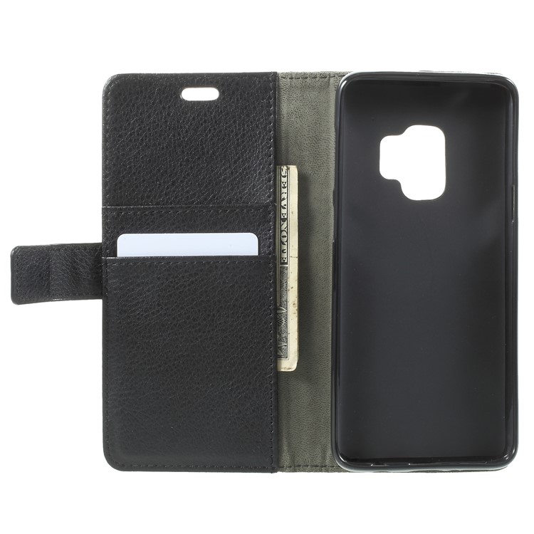 Litchi Texture Wallet PU Leather Cover for Samsung Galaxy S9 G960 - Black-5