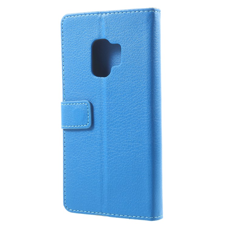 Litchi Texture Wallet PU Leather Accessory Cover for Samsung Galaxy S9 G960 - Blue-2
