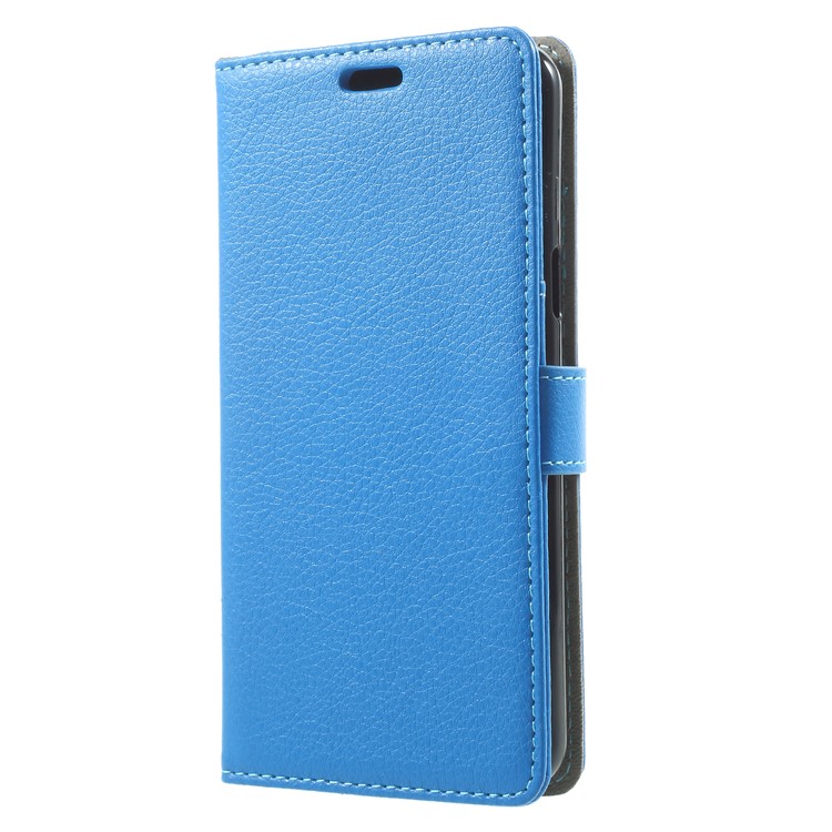 Litchi Texture Wallet PU Leather Accessory Cover for Samsung Galaxy S9 G960 - Blue-3