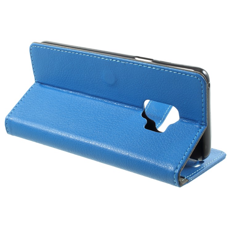 Litchi Texture Wallet PU Leather Accessory Cover for Samsung Galaxy S9 G960 - Blue-4