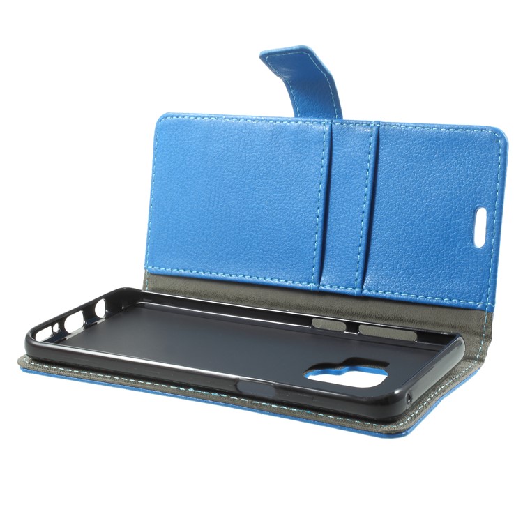 Litchi Texture Wallet PU Leather Accessory Cover for Samsung Galaxy S9 G960 - Blue-5