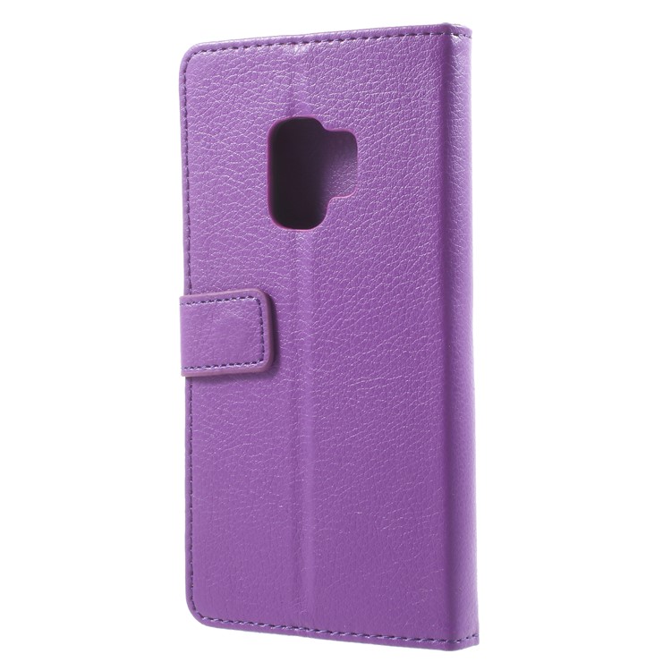 Litchi Texture Wallet PU Leather Casing Cover for Samsung Galaxy S9 G960 - Purple-2