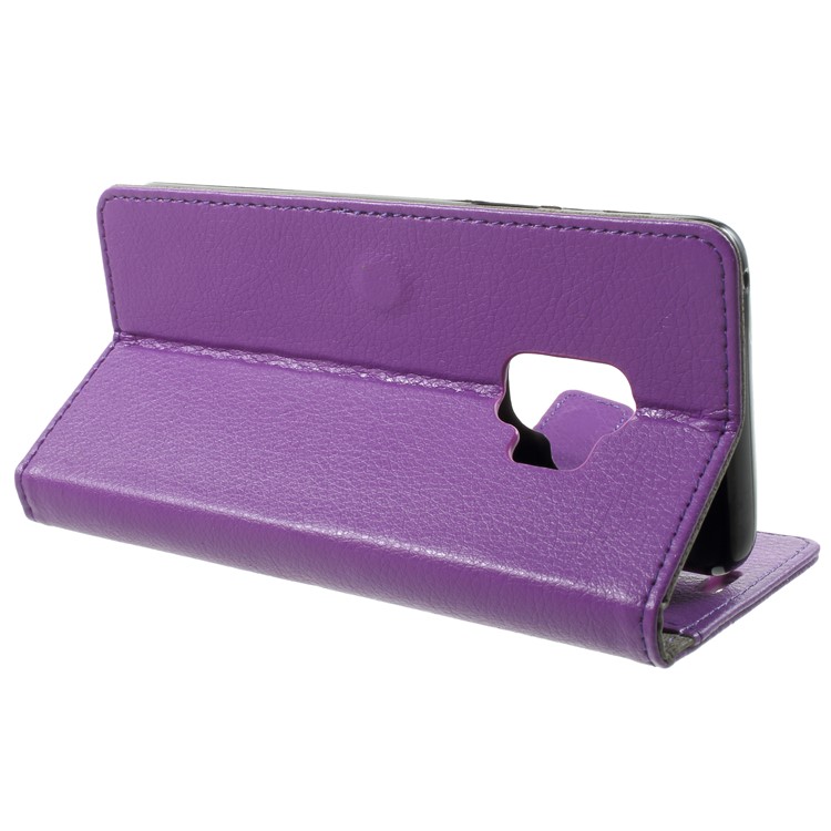 Litchi Texture Wallet PU Leather Casing Cover for Samsung Galaxy S9 G960 - Purple-4