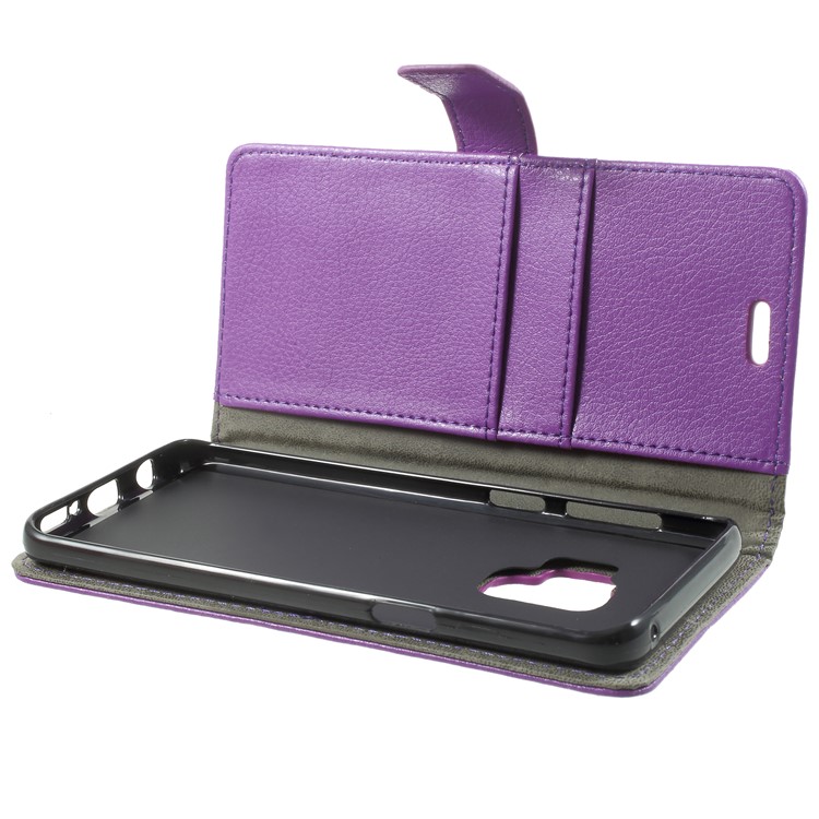 Litchi Texture Wallet PU Leather Casing Cover for Samsung Galaxy S9 G960 - Purple-5