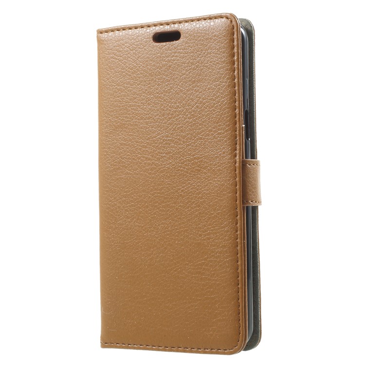Litchi Texture Wallet PU Leather Shell for Samsung Galaxy S9 G960 - Brown-3