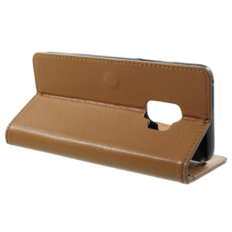 Litchi Texture Wallet PU Leather Shell for Samsung Galaxy S9 G960 - Brown-4