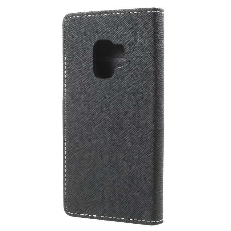 Cross Texture Phone Leather Stand Casing for Samsung Galaxy S9 G960 - Black-2