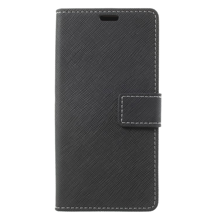 Cross Texture Phone Leather Stand Casing for Samsung Galaxy S9 G960 - Black-3