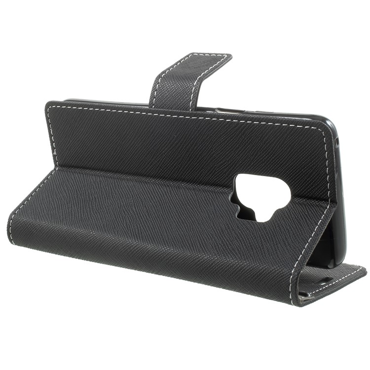 Cross Texture Phone Leather Stand Casing for Samsung Galaxy S9 G960 - Black-4