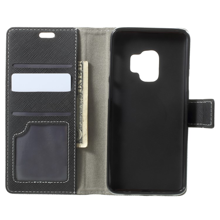 Cross Texture Phone Leather Stand Casing for Samsung Galaxy S9 G960 - Black-5