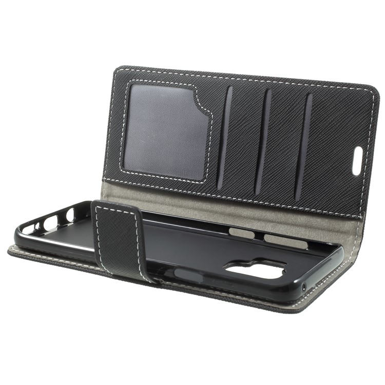 Cross Texture Phone Leather Stand Casing for Samsung Galaxy S9 G960 - Black-6