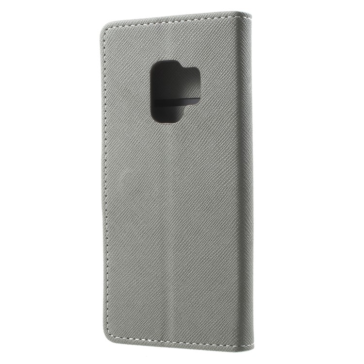 Cross Texture Phone Leather Stand Case for Samsung Galaxy S9 G960 - Grey-2