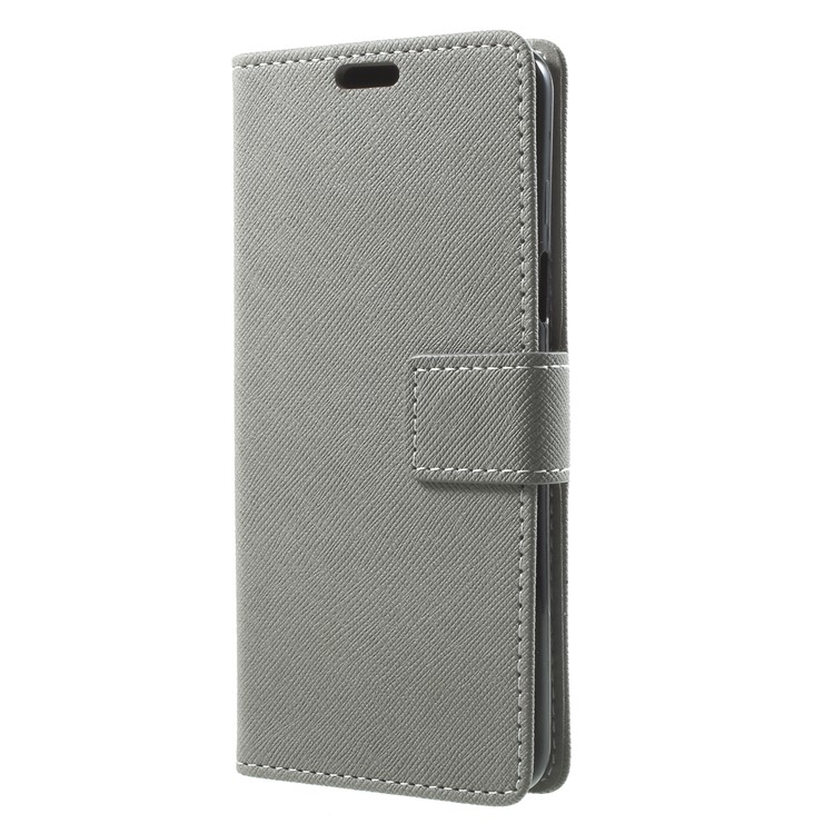 Cross Texture Phone Leather Stand Case for Samsung Galaxy S9 G960 - Grey-3