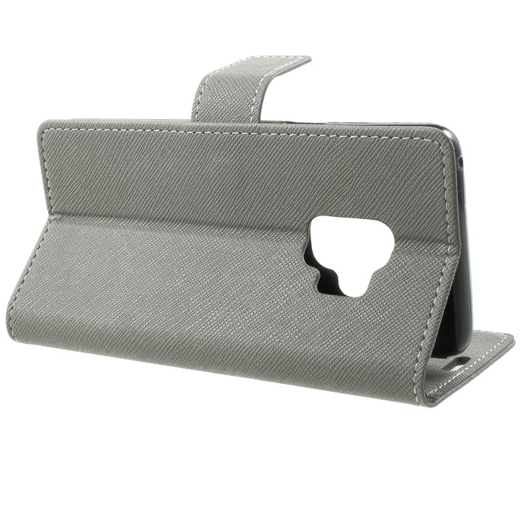 Cross Texture Phone Leather Stand Case for Samsung Galaxy S9 G960 - Grey-4