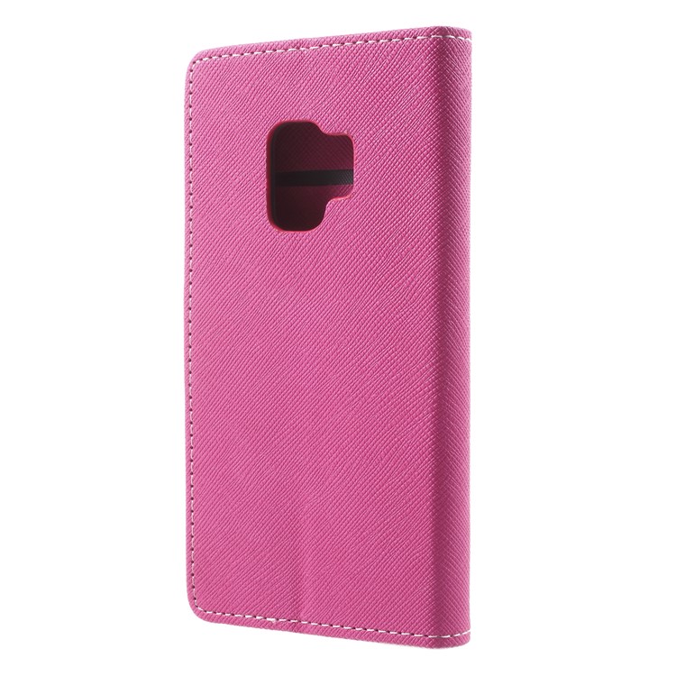 Cross Texture Phone Leather Stand Cover for Samsung Galaxy S9 G960 - Rose-2