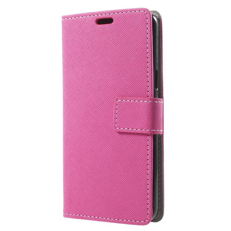 Cross Texture Phone Leather Stand Cover for Samsung Galaxy S9 G960 - Rose-3