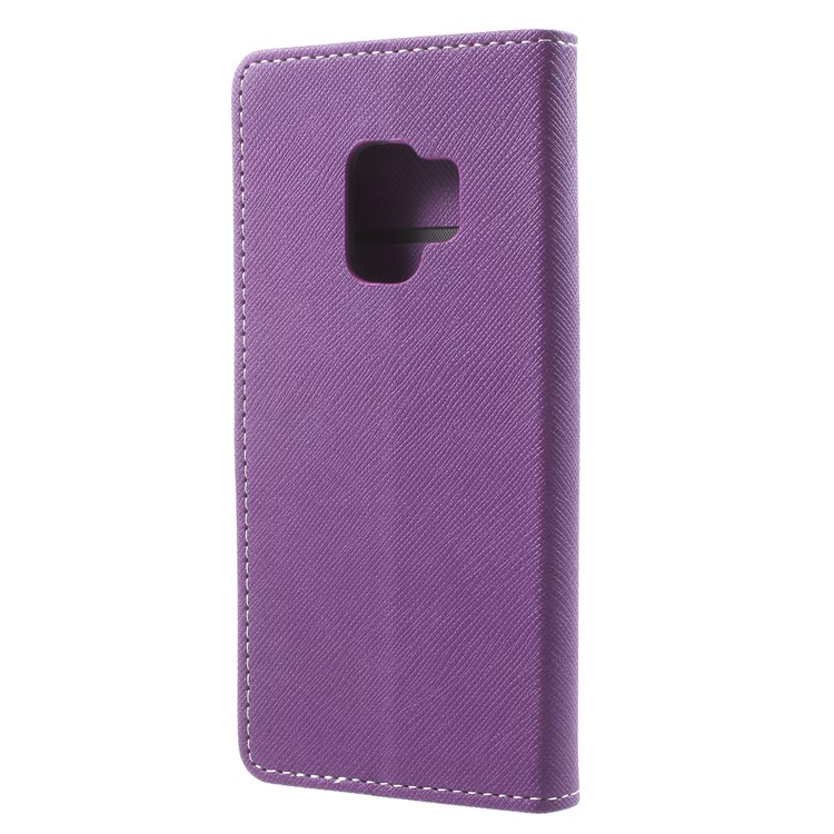 Cross Texture Phone Leather Stand Shell for Samsung Galaxy S9 G960 - Purple-2