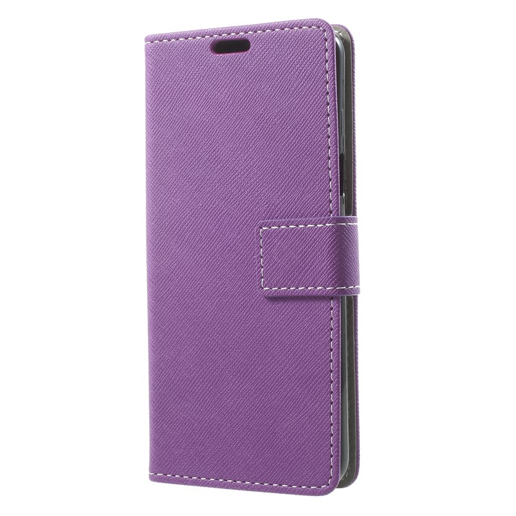Cross Texture Phone Leather Stand Shell for Samsung Galaxy S9 G960 - Purple-3