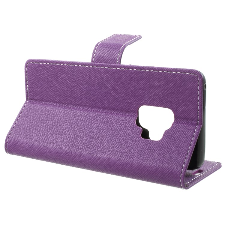 Cross Texture Phone Leather Stand Shell for Samsung Galaxy S9 G960 - Purple-4
